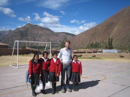 Brian with his students in Peru.