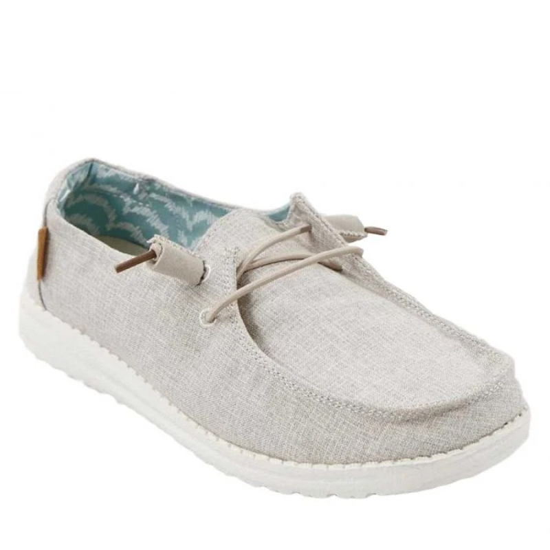 Hey Dude Shoes Women's Wendy Chambray White Nut size 9