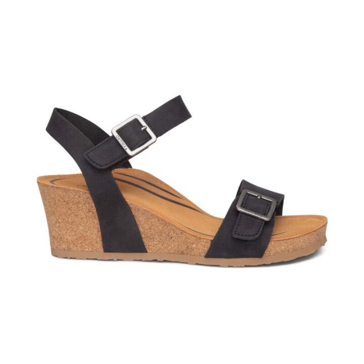 Women's Aetrex Lexa Wedge Sandal - Black | Stan's Fit For Your Feet