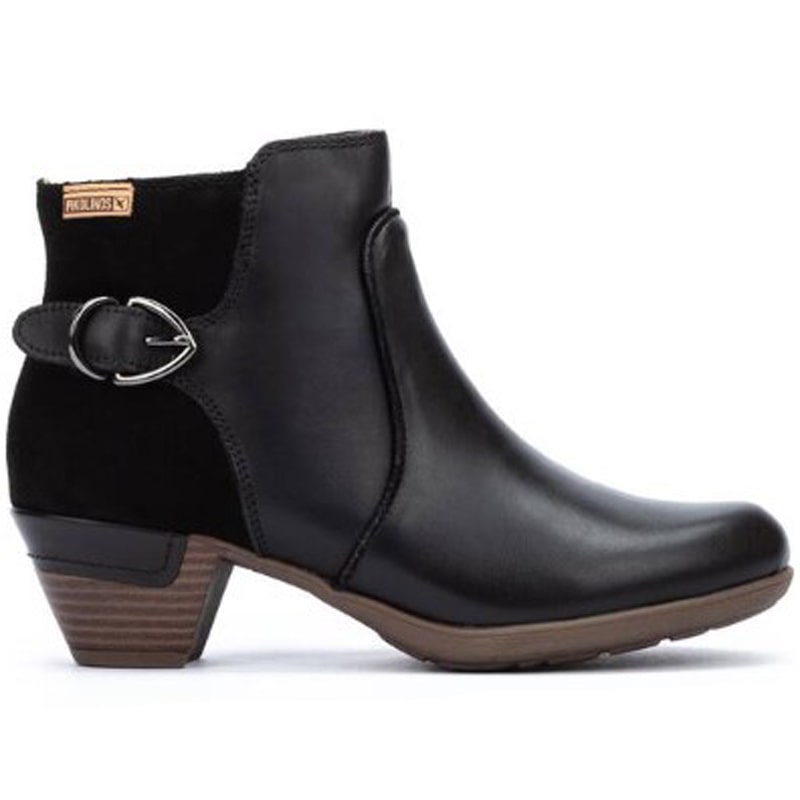 Womens Pikolinos Rotterdam Basic Ankle Boots With Buckle - Black