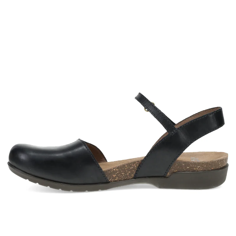 Womens Dansko Rowan- Black Waxy Burnished