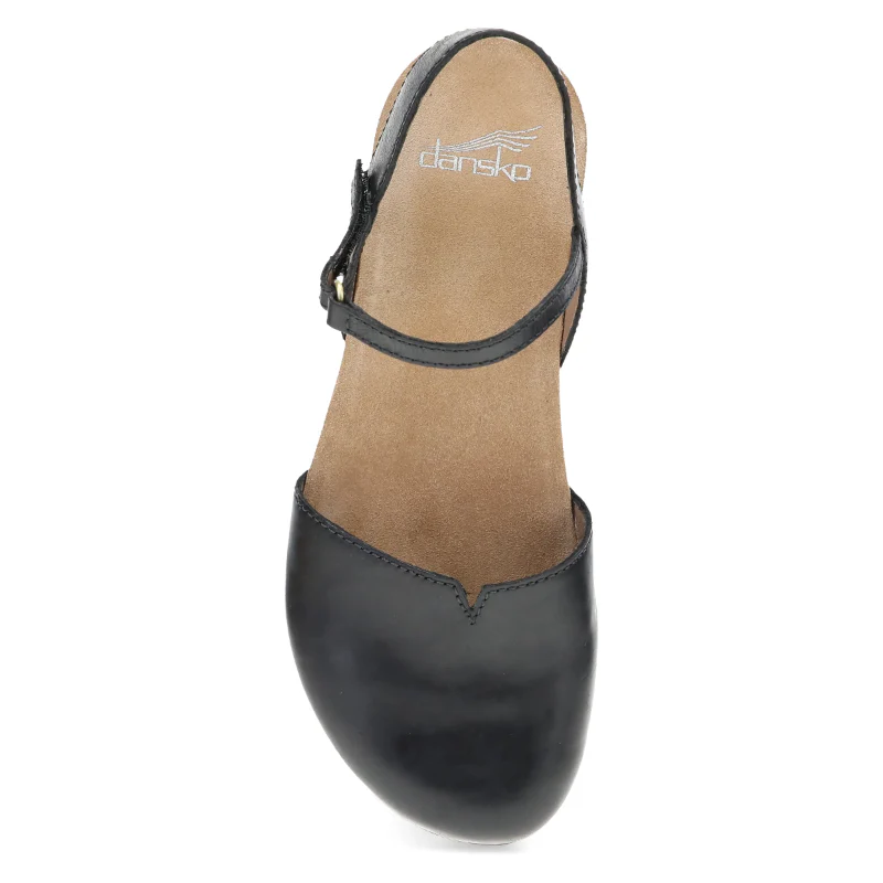 Womens Dansko Rowan- Black Waxy Burnished